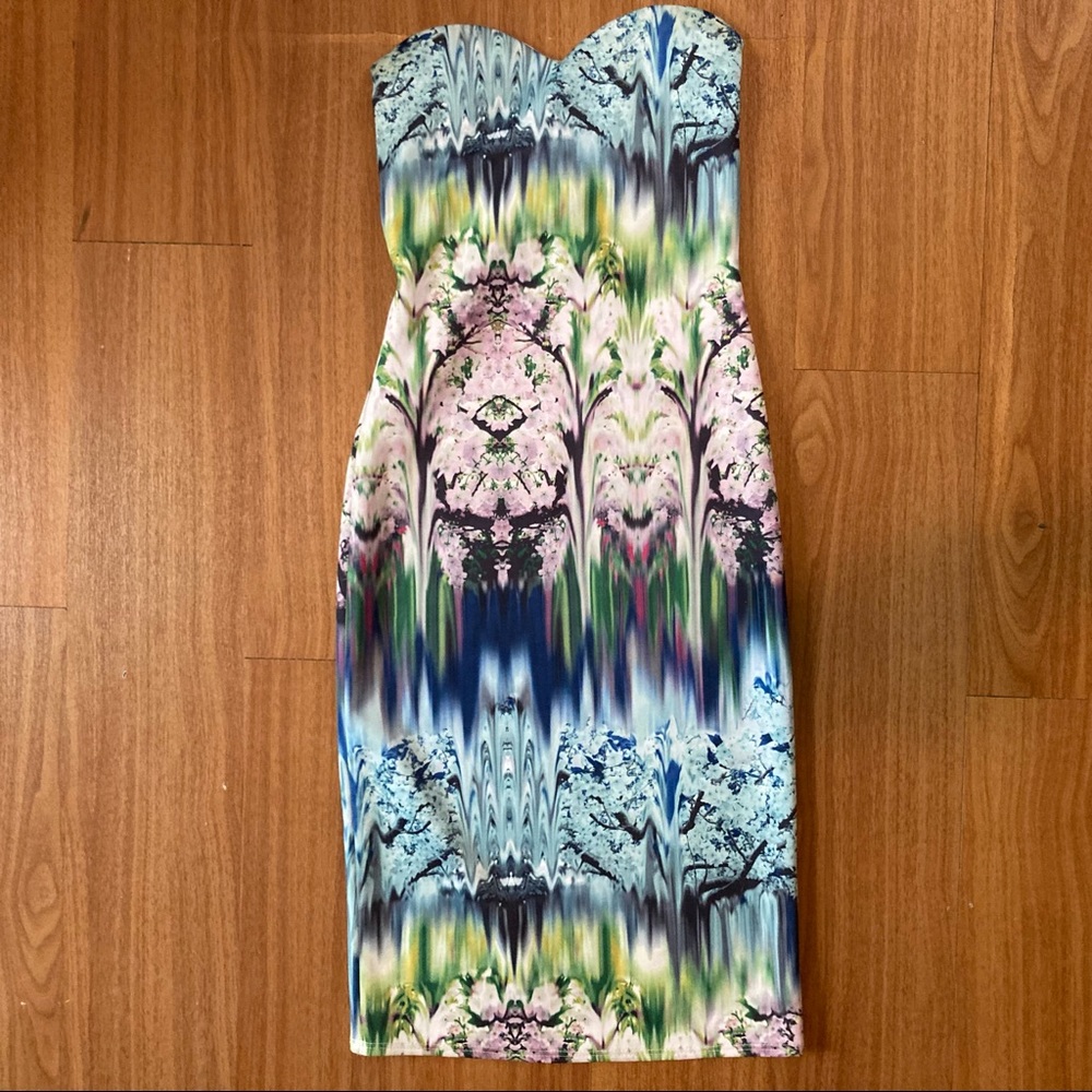 Strapless Multicolored Bodycon Dress